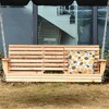 Resenkos 3-Seater Outdoor Swing Bench, Folding Coffee Table, Cup Holders, Chains, 440lb Capacity, White - 3 of 4