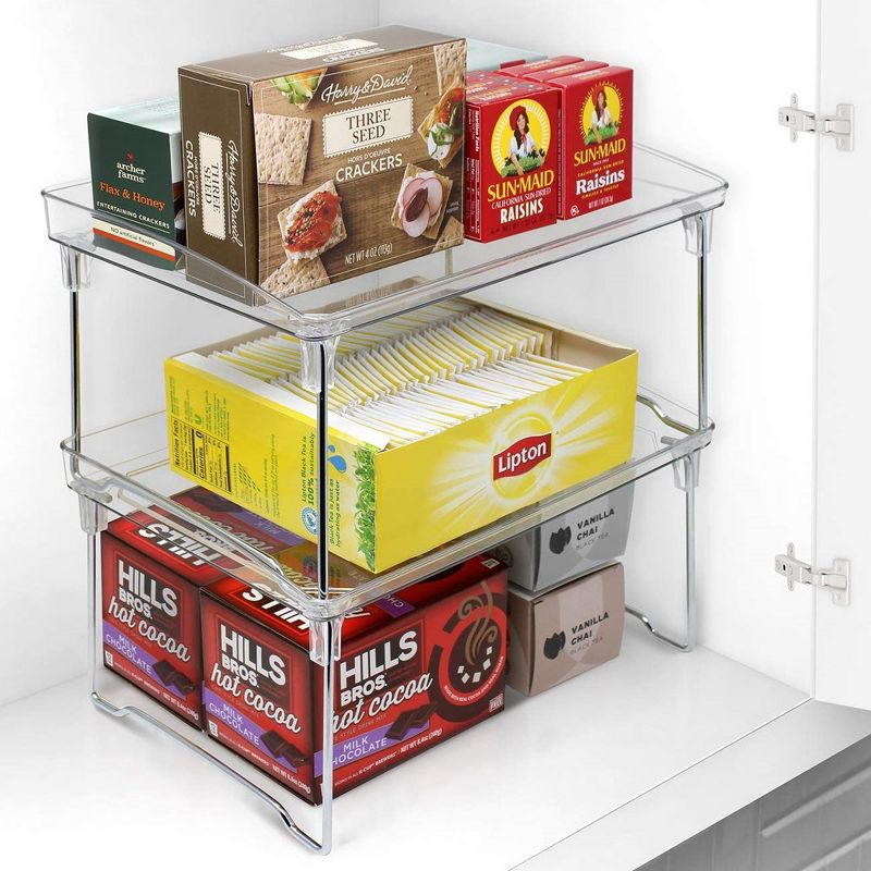 2 Tier Sorbus Foldable Storage Shelf Organizer Stand Racks for Undersink, Kitchen Cabinets, Pantry, Countertops, Clear Plastic/Metal, 5 of 9