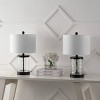 Set of 2 21" Alexander Modern Iron/Water Glass Table Lamps with USB Port - JONATHAN Y: Bedroom Charging Station, Drum Shade - 4 of 4