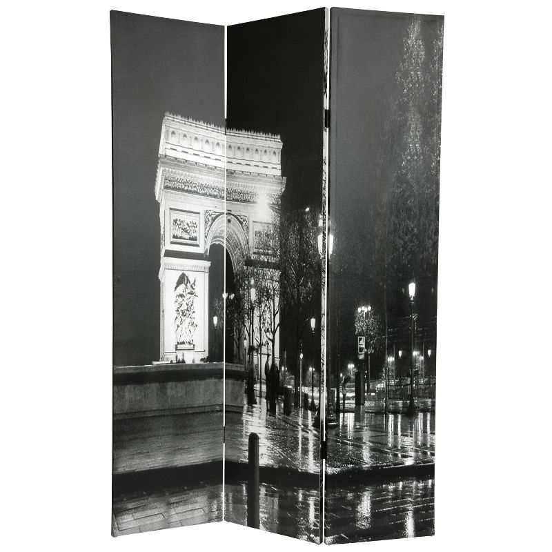 6' Tall Double Sided Paris Room Divider Eiffel Tower/Arc De Triomphe - Oriental Furniture, 4 of 6