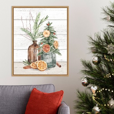 Earth Tones Still Life Canvas Print with Maple Frame