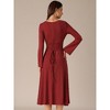 INSPIRE CHIC Women's Knit Midi A-Line Drawstring Back Square Neck Long Sleeve Dresses - 4 of 4