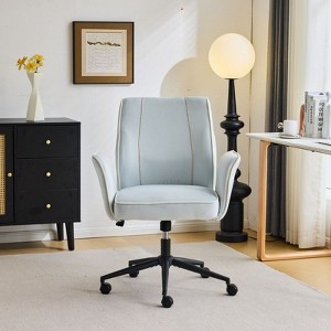 Karl Home | 28.5 inch White Velvet Dovetail Swivel Office Chair With Wheels - 1 of 4