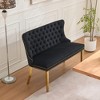 TOBILI Velvet Double Dining Loveseat Bench, Kitchen & Dining Seating, 2-Seat Tufted Bench w/Handmade Buttons,Gold-Plated Steel Legs - 2 of 4