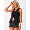 Allegra K Women's Sleeveless Open Front Cardigan Vest Hollow Out Crochet Shrug - 4 of 4