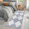 Runner Rug Washable Distressed Trellis Rug, Bedside Modern Checkered Office Carpet Low Pile Neutral Soft Nursery Carpet - 2 of 4