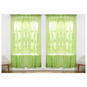 J&V TEXTILES 4-Pieces Sheer Solid Sheer Window Curtains 55x84 - Window Treatment Rod Pocket Voile Drape/Panel Sets for Patio Door - 1 of 4