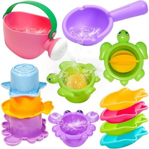 10-Piece Mold-Free Bath Toy Set for Toddlers Ages 1-6, Water Play for Pool and Bathtub - 1 of 4