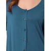cheibear Women's Nightgown Button Down Short Sleeve Soft Modal Loose Pajama Sleepshirt - 4 of 4