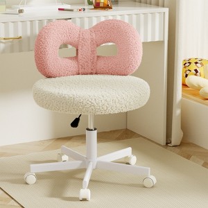 Swivel Vanity Chair with Wheels,Makeup Chair,Height Adjustable with Upholstered Desk Chair for Makeup Room and Bedroom - 1 of 4