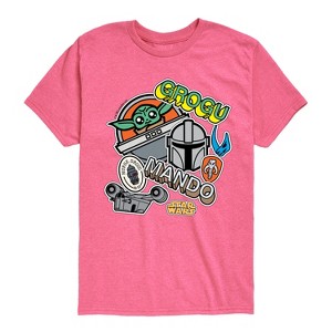 Boys' - The Mandalorian - Mando Grogu Stickers Short Sleeve Graphic T-Shirt - 1 of 4