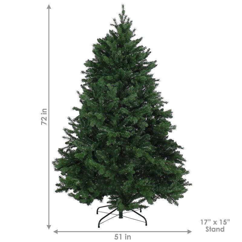 Sunnydaze Indoor Artificial Unlit Majestic Pine Full Christmas Tree with Metal Stand and Hinged Branches - 6' - Green, 4 of 9