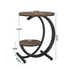 Resenkos Sofa Side End Table, End Table, Couch Table,2-Tier End Table, Small Accent Side Table with C-Shaped Frame,Brown & Black White - 2 of 4