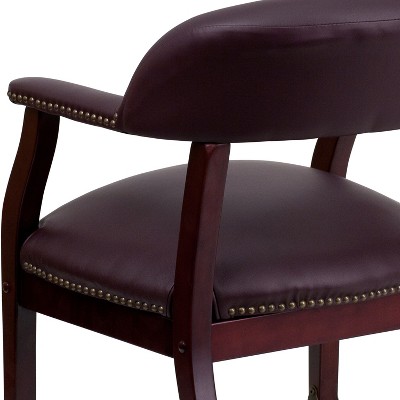 Elegant Burgundy LeatherSoft Conference Chair with Brass Accents