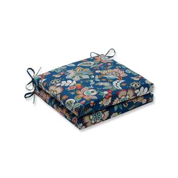 Indoor/Outdoor 2pc Telfair Peacock Squared Corners Seat Cushion - Pillow Perfect