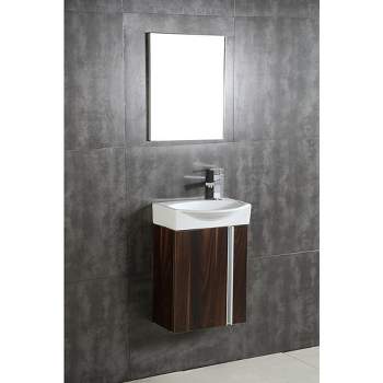 Fine Fixtures Compacto Small Wall Mounted Bathroom Vanity Set with Sink - Mirror Included