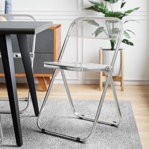 LeisureMod Lawrence Modern Acrylic Folding Dining Chair with Metal Frame, Compact and Lightweight Seating - 1 of 4