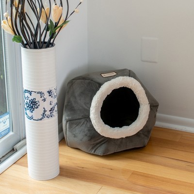 Small Dark Gray Suede Pet Bed with Foam Walls