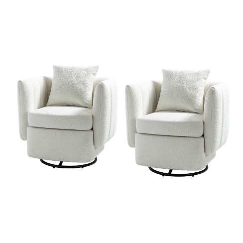Colin 360-degree Swivel Barrel Chair With Pillow,set Of 2