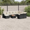 vidaXL 11 Piece Patio Sofa Set with Cushions Black Poly Rattan - Black and Cream - 2 of 4