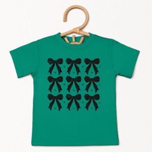 The Juniper Shop Coquette Black Bows Collage Distressed Toddler Short Sleeve Tee - 1 of 4