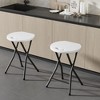 VECELO 18 in. Portable Folding Chair with Handle, Heavy Duty Round Fold Stool Chair, Foldable Stool for Indoor or Outdoor, Black/White - 3 of 4