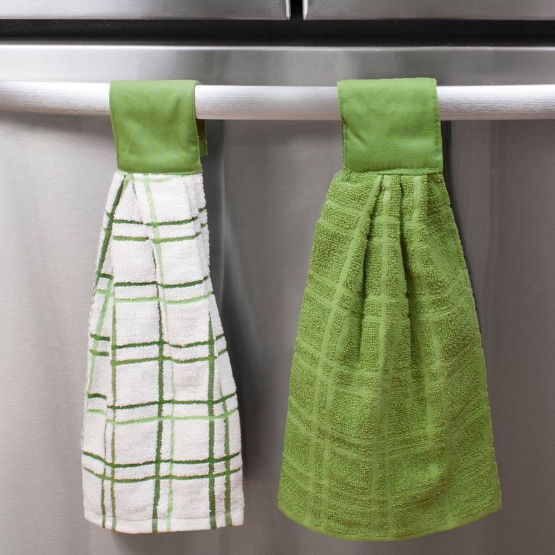 John Ritzenthaler Co. Solid and Multi Check Kitchen Tie Towel, Set of Two, 5 of 6