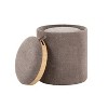 NicBex Nesting Ottomans  Set of 2 with Tray Top Fabric & Natural Wood, Brown - 4 of 4