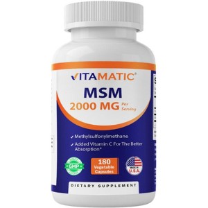 MSM 2000 mg with Vitamin C 75mg - 180 Veg Capsules - 1 of 4