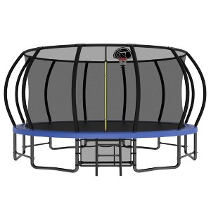 Jump Into Fun 16FT Outdoor Trampoline With Six Stabilizing Poles,Six W-shaped Legs,UV-Resistant Safety Trampoline Fence For Kids And Adults - 1 of 4