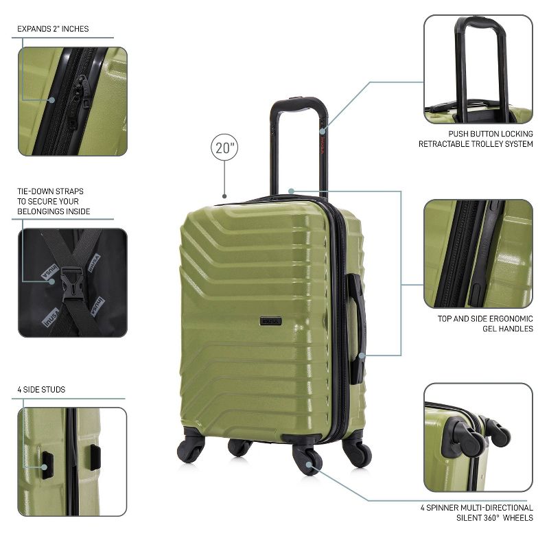 InUSA Aurum Lightweight Hardside Carry On Spinner Suitcase - Green, 4 of 19