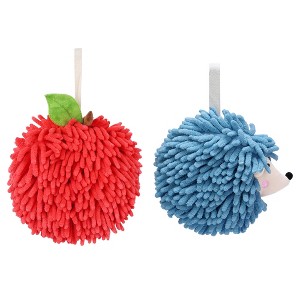 REGALWOVEN 2 Pcs Comfortable Soft Absorbent Chenille Ball Fuzzy Hand Towel for Home Decor - 1 of 4