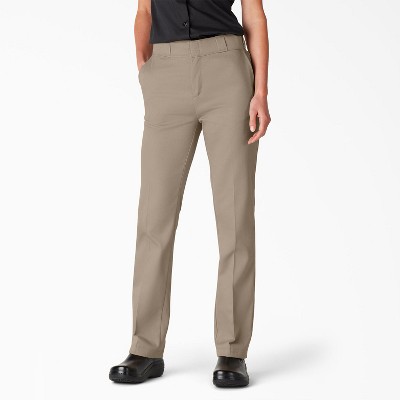 Dickies Women's High Rise Wide Leg Twill Pants, Rinsed Desert Sand