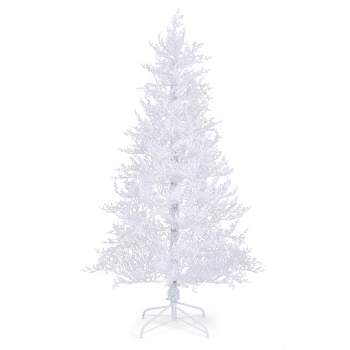 WELLFOR Remote Control Tree 6-ft Pre-lit Flocked Artificial Christmas Tree  with LED Lights in the Artificial Christmas Trees department at