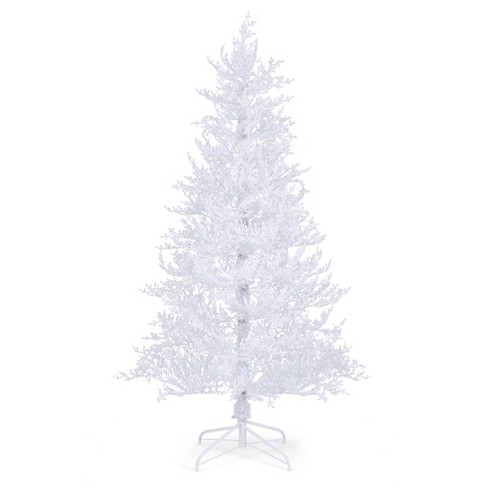 Costway 6FT Pre-Lit Hinged Christmas Tree Snow Flocked w/9 Modes Remote  Control Lights