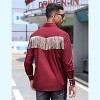 Clearlove Men’s Western Slim Fit Denim Shirt with Long Sleeves, Fringe Detailing, and Rose Embroidery - 4 of 4
