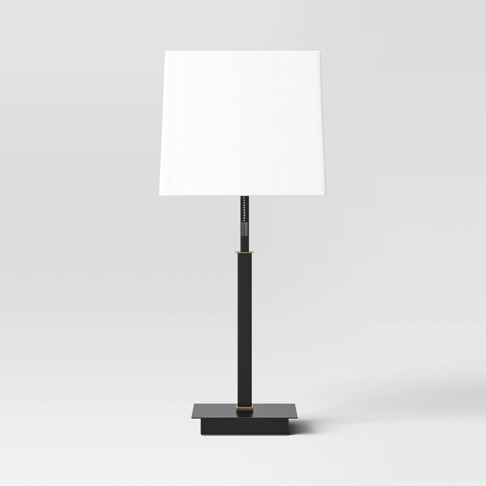 Photos - Floodlight / Street Light 22.5"x7" Square Base Stick Lamp with USB Black  (Includes LED Light Bulb)