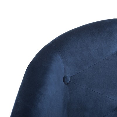 Transitional Navy Velvet Swivel Arm Chair with Chrome Legs