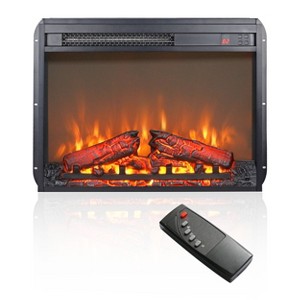 Kumasinova 23"/26" Electric Fireplace Insert Wall Mount Heater Fireplace with Remote Control & Realistic Flame Indoor Use,Black - 1 of 4