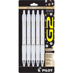 Pilot 5pk G2 Design Collection Dots Gel Pens Fine Point 0.7mm Black Ink