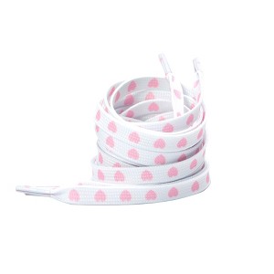 INSPIRE CHIC Heart Printed Colored Flat Shoe Laces for Sneakers Athletic Sport Boots 1 Pair - 1 of 3