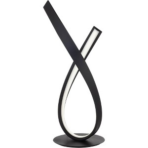360 Lighting Twist 19 1/4" High Small Modern Accent Table Lamp LED Black Metal Single White Shade Living Room Bedroom Bedside Nightstand House Office - 1 of 4