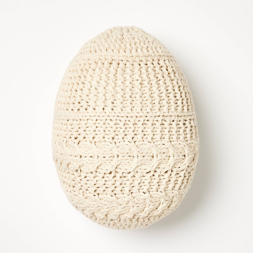 Photos - Pillow Shaped Crochet Egg Throw  Cream - Threshold™ designed with Studio Mc