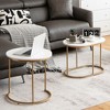 Costway Nesting Coffee Table Modern Set Of 2 Marble Coffee Side Table ...