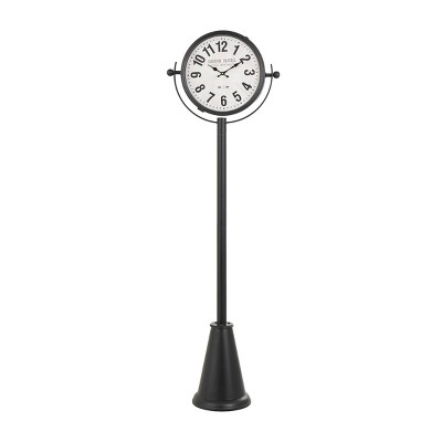 Olivia & May 72"x22" Metal Double Sided Tall Standing Floor Clock with Cone Shaped Base Black : Silent Mechanism