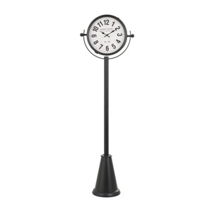 Olivia & May 72"x22" Metal Double Sided Tall Standing Floor Clock with Cone Shaped Base Black : Silent Mechanism - 1 of 4