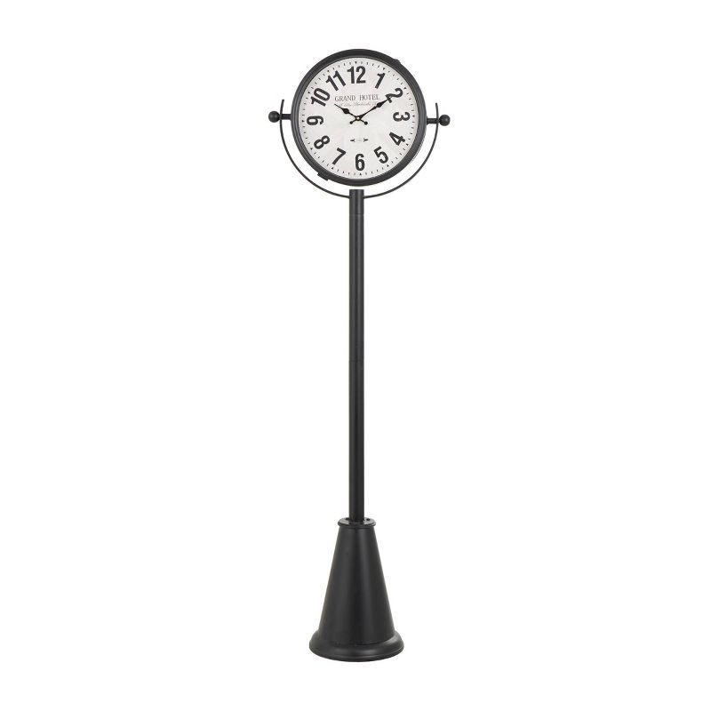 72&#34;x22&#34; Metal Double Sided Tall Standing Floor Clock with Cone Shaped Base Black - Olivia &#38; May, 1 of 10