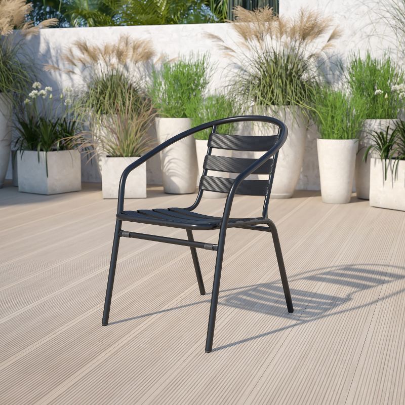 Flash Furniture Lila Metal Restaurant Stack Chair with Aluminum Slats, 3 of 14