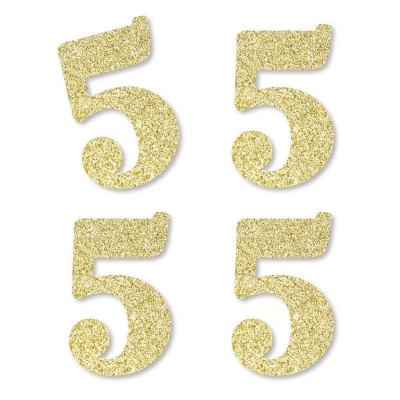 Big Dot of Happiness Gold Glitter 5 - No-Mess Real Gold Glitter Cut-Out Numbers - 5th Birthday Party Confetti - Set of 24, 1 of 7