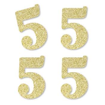 Big Dot of Happiness Gold Glitter 5 - No-Mess Real Gold Glitter Cut-Out Numbers - 5th Birthday Party Confetti - Set of 24